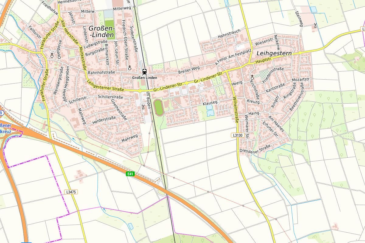 Karte von Linden bei Gießen mit dem Standort von NETWORK